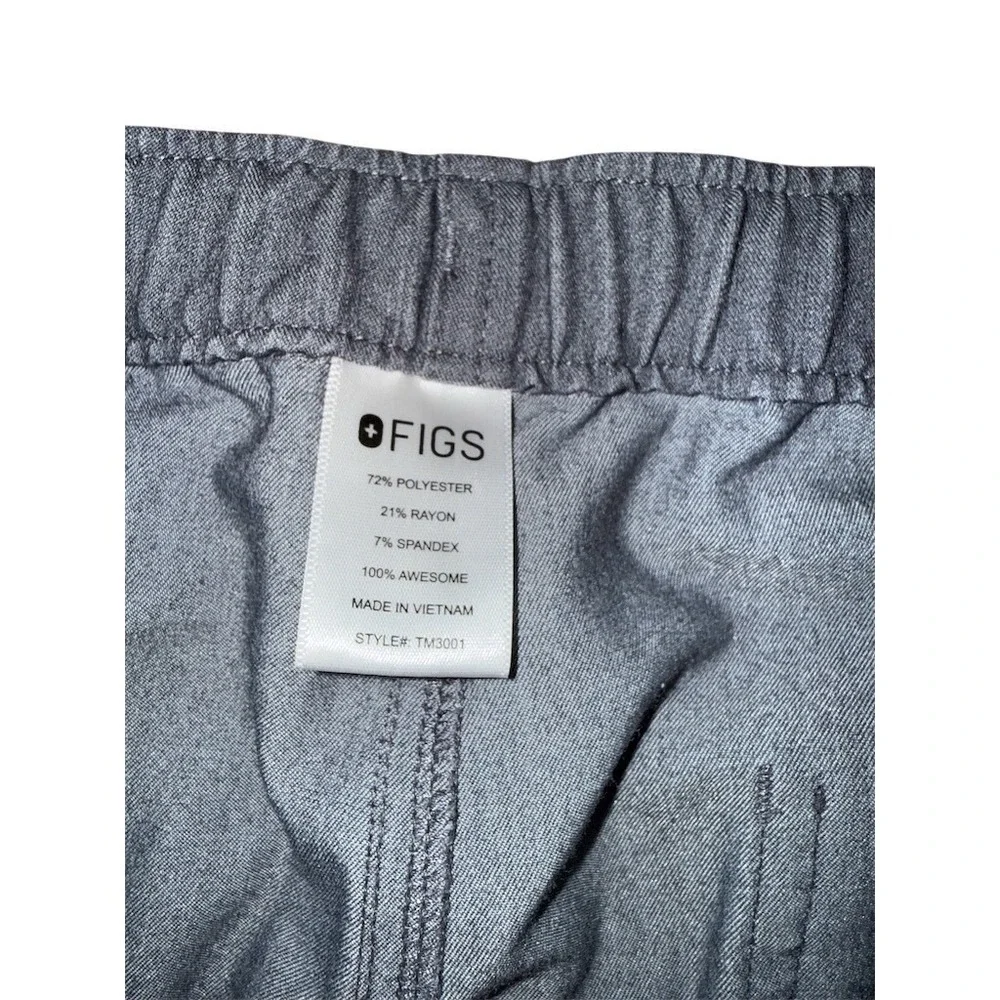 FIGS Technical Collection Men's Scrub Pants Size L Gray Cargo Drawstring‎ zipper